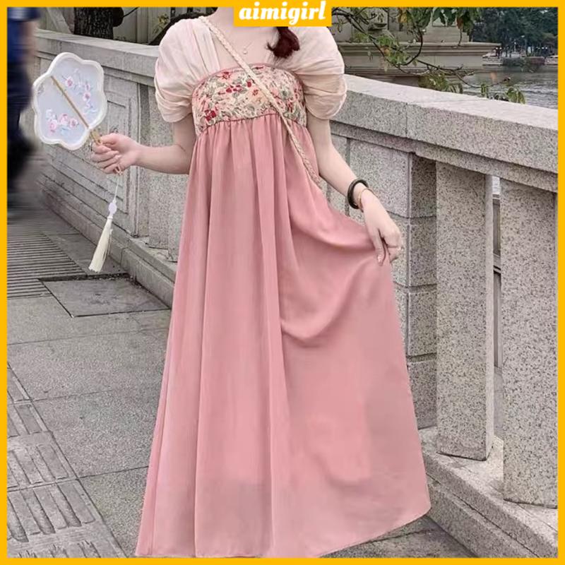 Đầm Hán Phục In Họa Tiết Phong Cách Retro Thanh Lịch Cho Nữ