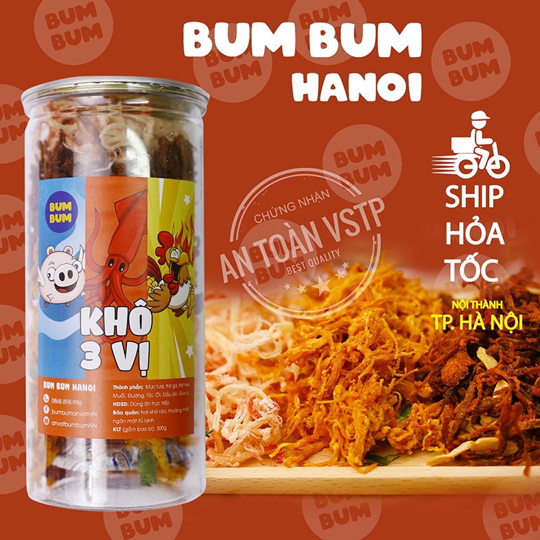 Khô mực mix 3 vị khô gà, khô heo Bumbum đồ ăn vặt Hà Nội siêu ngon siêu rẻ | BigBuy360 - bigbuy360.vn