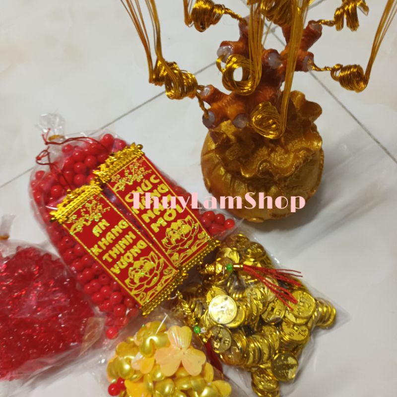 Set trọn bộ nguyên liệu làm cây cành vàng lá ngọc thu hut tài lộc teưng tết