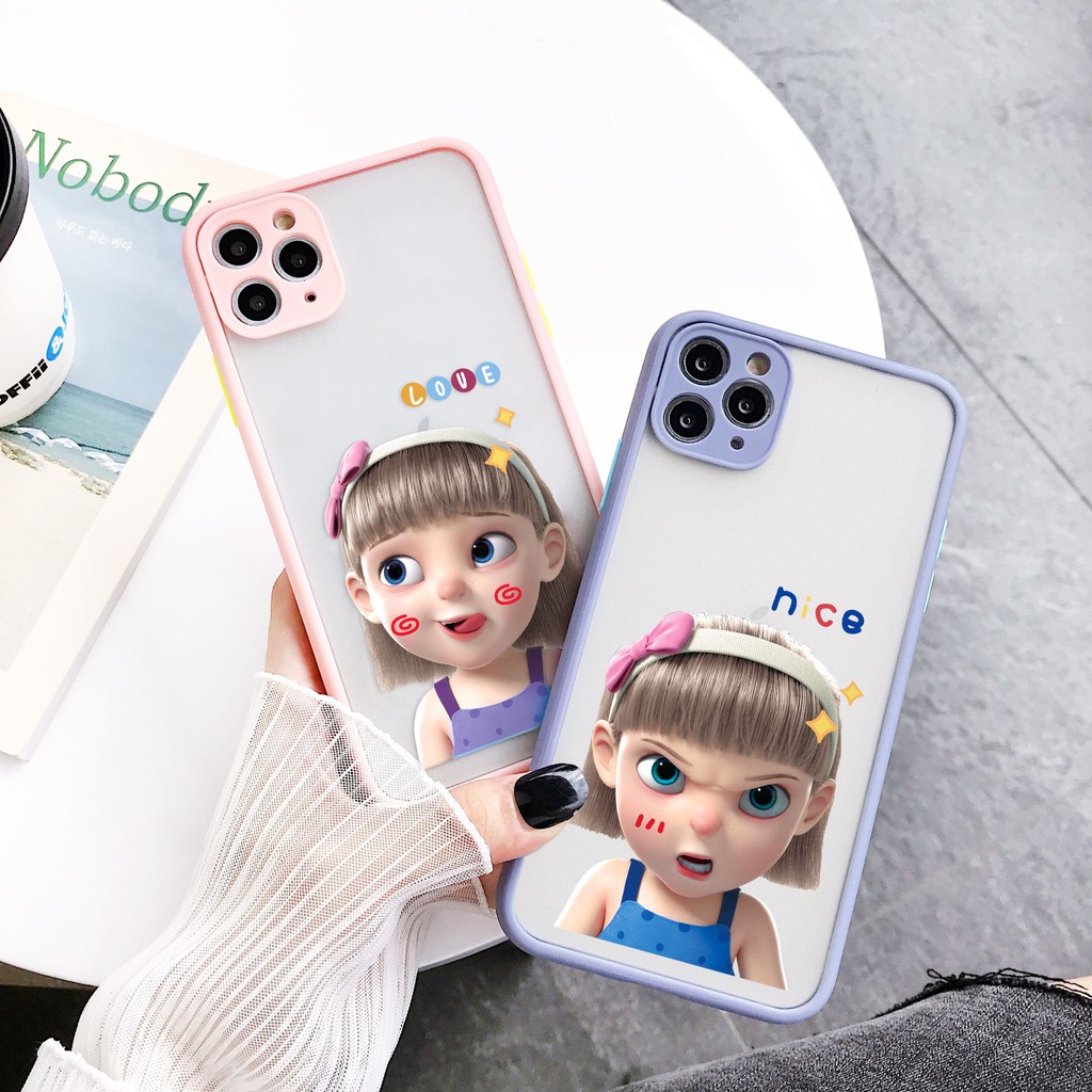 Ốp lưng iphone Baby Girl nhám viền nổi cong 5/5s/6/6plus/6s/6splus/7/7plus/8/8plus/x/xr/xs/11/12/pro/max/plus/promax