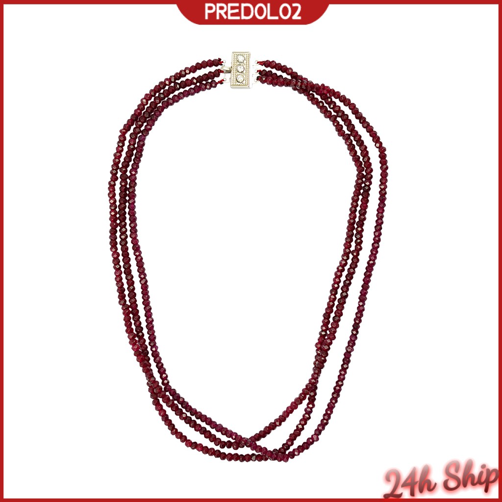 3x4mm Natural   Faceted Gemstone Beads Statement Necklace 3 Strands