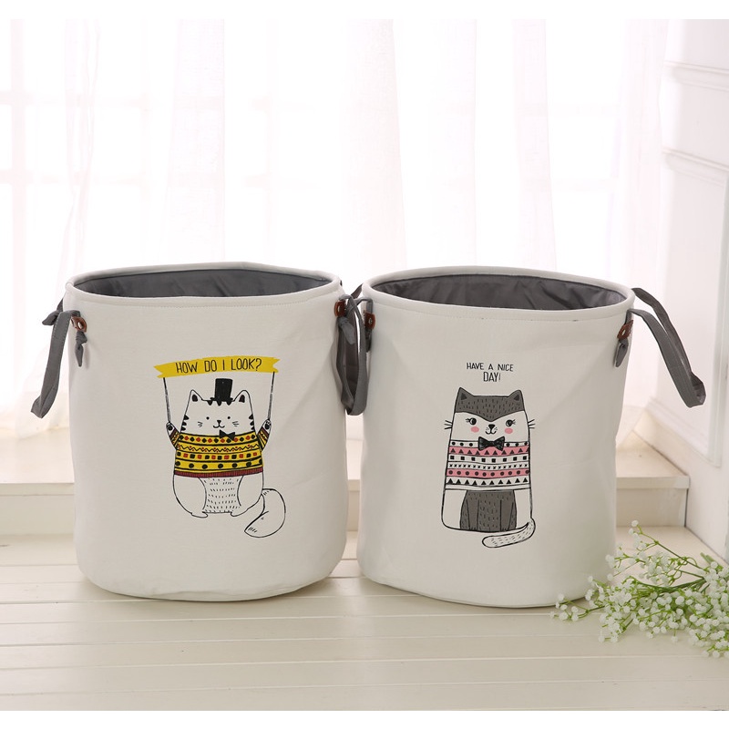 Giỏ đựng đồ chơi cho bé, túi đựng đồ đa năng hình thú có quai xách 36x38cm