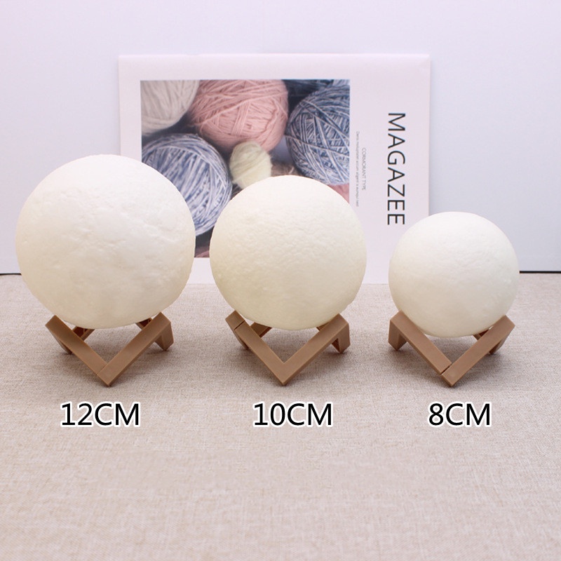 Đèn LED 3D Mặt trăng 8 cm 10 cm 12 cm Đèn ngủ LED Sáng tạo Công tắc Ánh sáng Mặt trăng để trang trí phòng ngủ Quà tặng sinh nhật