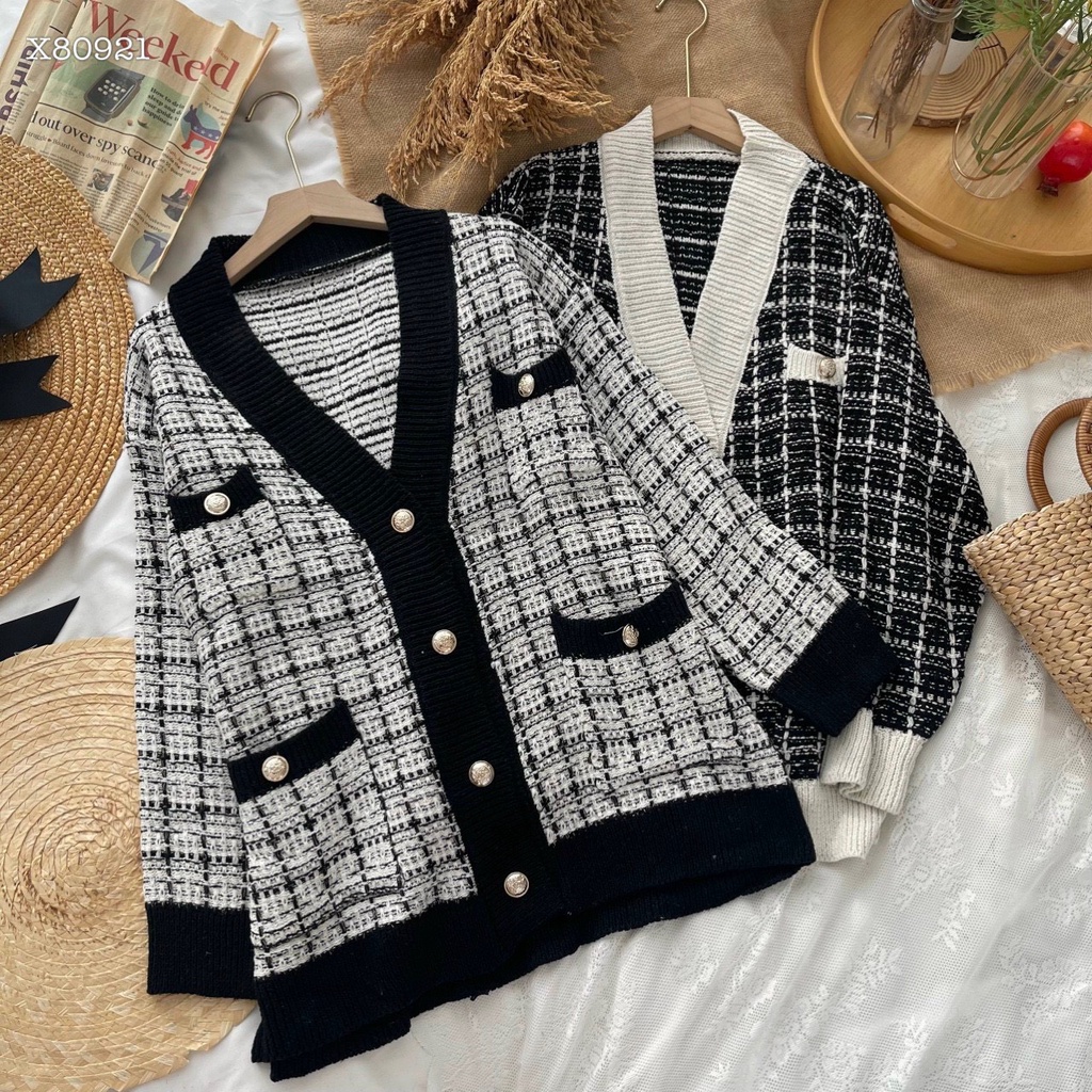 Áo khoác dạ nút phối viền