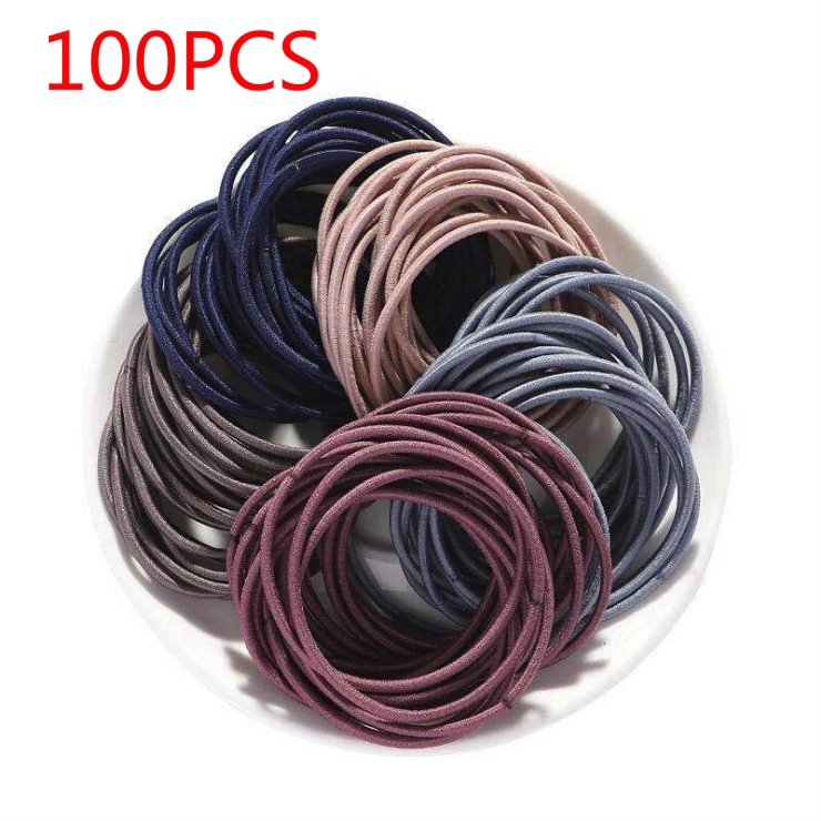 100pcs Women Ponytail Holder Elastic Rubber Band Hair Ties