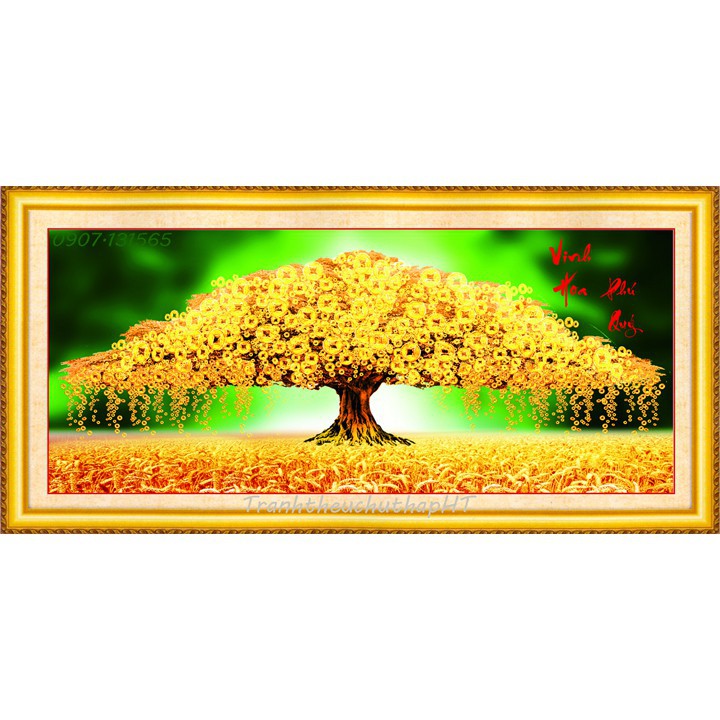 Tranh đính đá Cây Kim Tiền VS121 (150x65cm) chưa đính