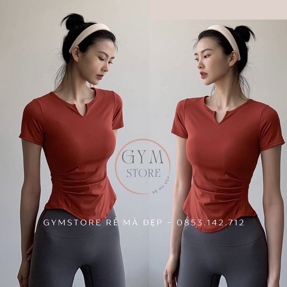 Áo Thun Ôm Body Tay Ngắn Thể Thao Nữ Tập Yoga Gym Nhún Eo Siêu Thoáng Mát Tôn Dáng Tôn Da 𝐆𝐘𝐌𝐒𝐓𝐎𝐑𝐄 226