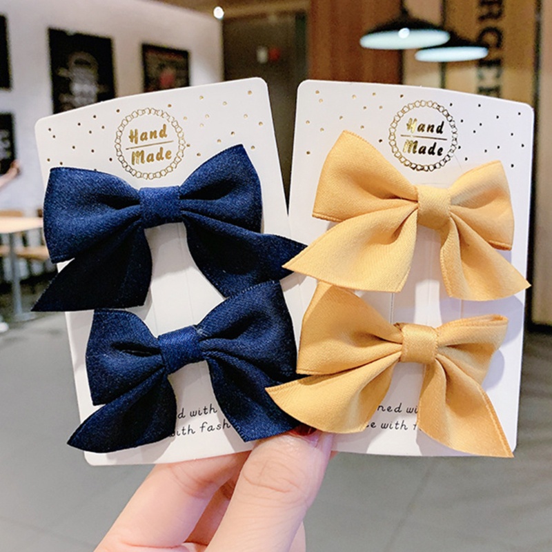 Kẹp Tóc Hình Nơ Màu Sắc Trơn Chống Trượt Xinh Xắn