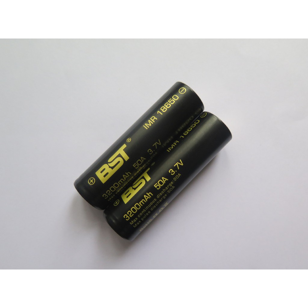 Pin 18650 BST 3.7v 3200mah 50A có 2 đầu phẳng dung lượng và dòng xả cao