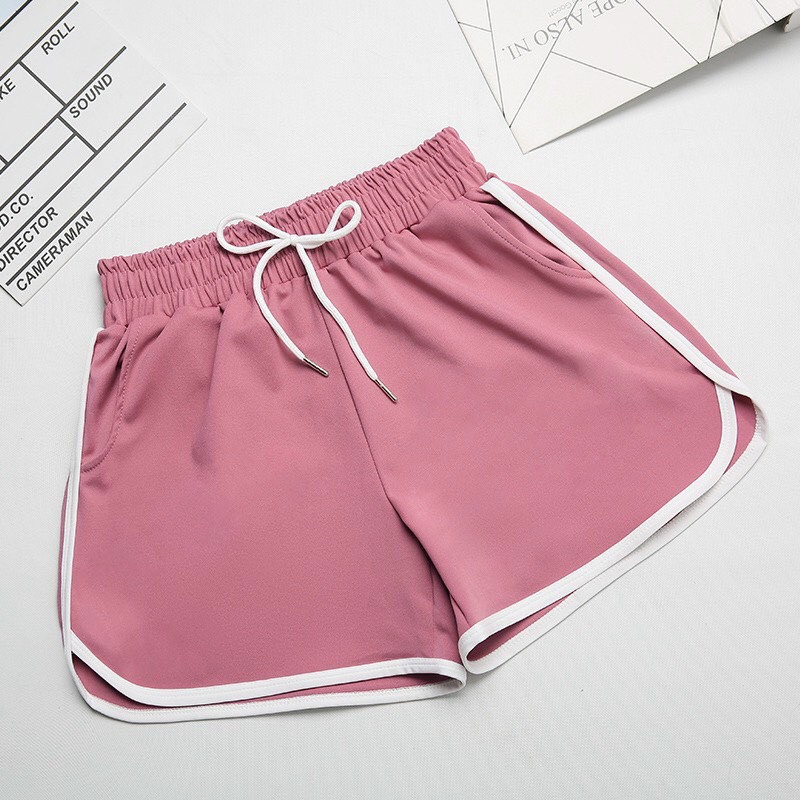 Quần Short nữ thể thao thun da cá năng động VIỀN TRẮNG Freesize dưới 55kg Molly Fashion