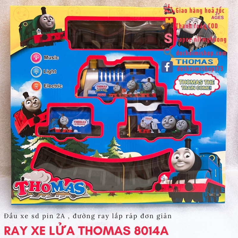 Bộ Đường Ray Xe Lửa Thomas Chạy Pin Có Đèn Âm Thanh 866B-1 866B-3 266B-2 8014A