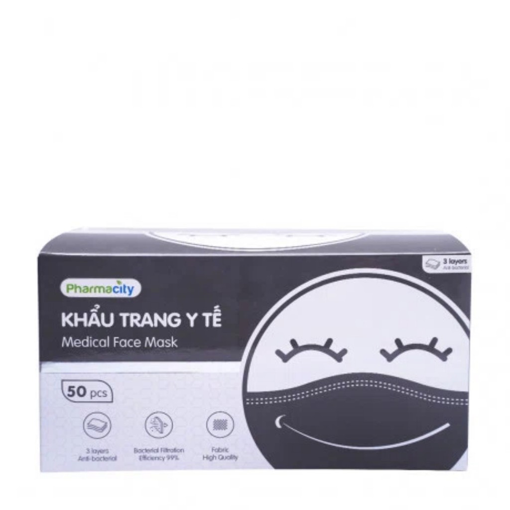 Khẩu trang y tế Pharmacity  3 lớp kháng khuẩn cao cấp