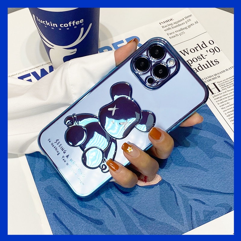 Ốp lưng in nổi hình gấu Bearbrick 3D cho iPhone 8 Plus, 7Plus, Xsmax, 11Promax, 12Promax, 13Promax