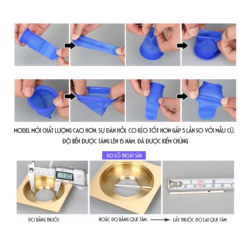 Combo 3 Bịt nắp cống Inox silicon chống mùi thoát sàn, ngăn trào ngược nhà tắm,ngăn côn trùng xâm nhập