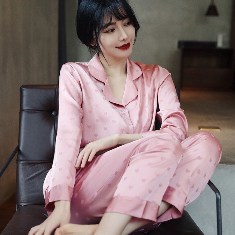 Bộ Ngủ Mặc Nhà Pijama Lụa Gấm Latin Hàng Cao Cấp, Bộ Đồ Ngủ Dài Tay Đồ Ngủ Tiểu Thư Mặc Nhà