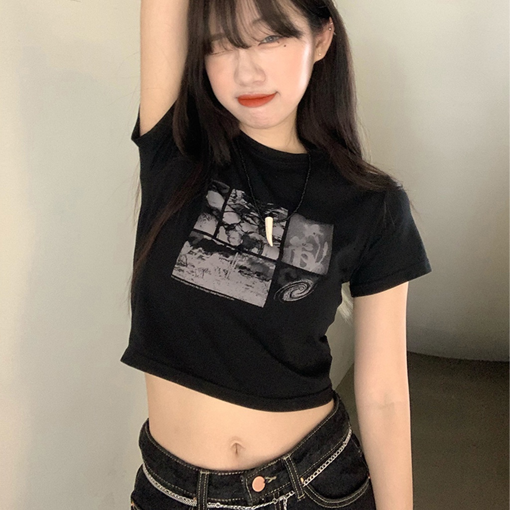 Áo Croptop MOUNT Tay Ngắn Sexy Ôm Body Hot Hit_VIETSTAR
