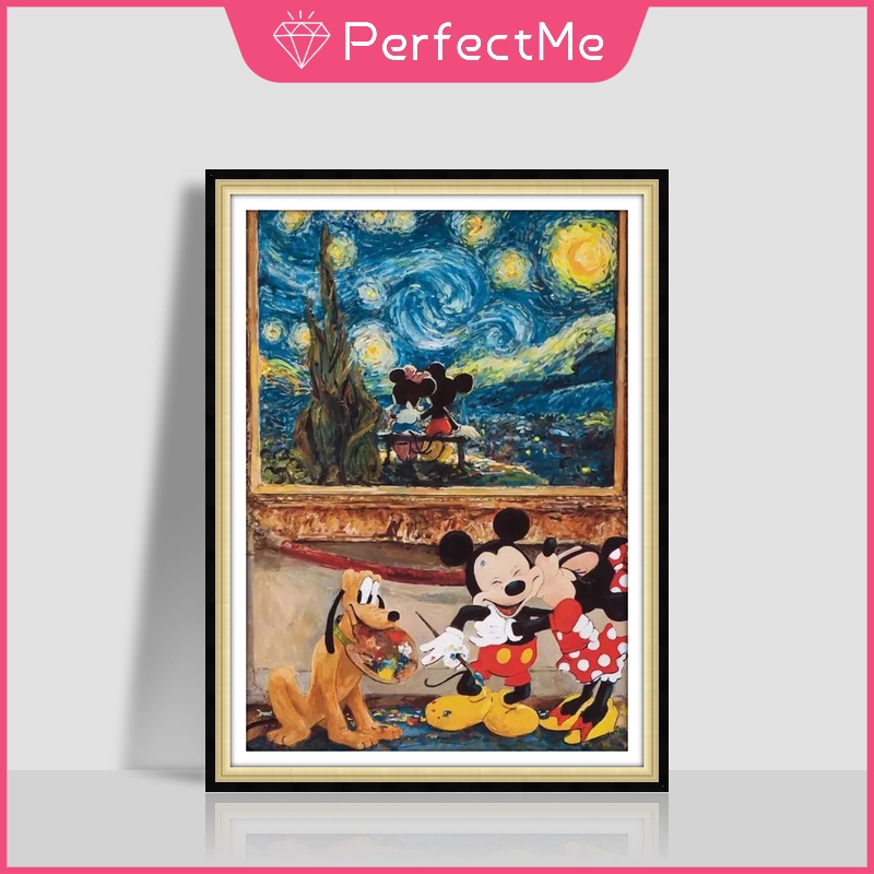 Bộ tranh đính đá 5D họa tiết hoạt hình Mickey Minnie độc đáo DIY 30x40cm