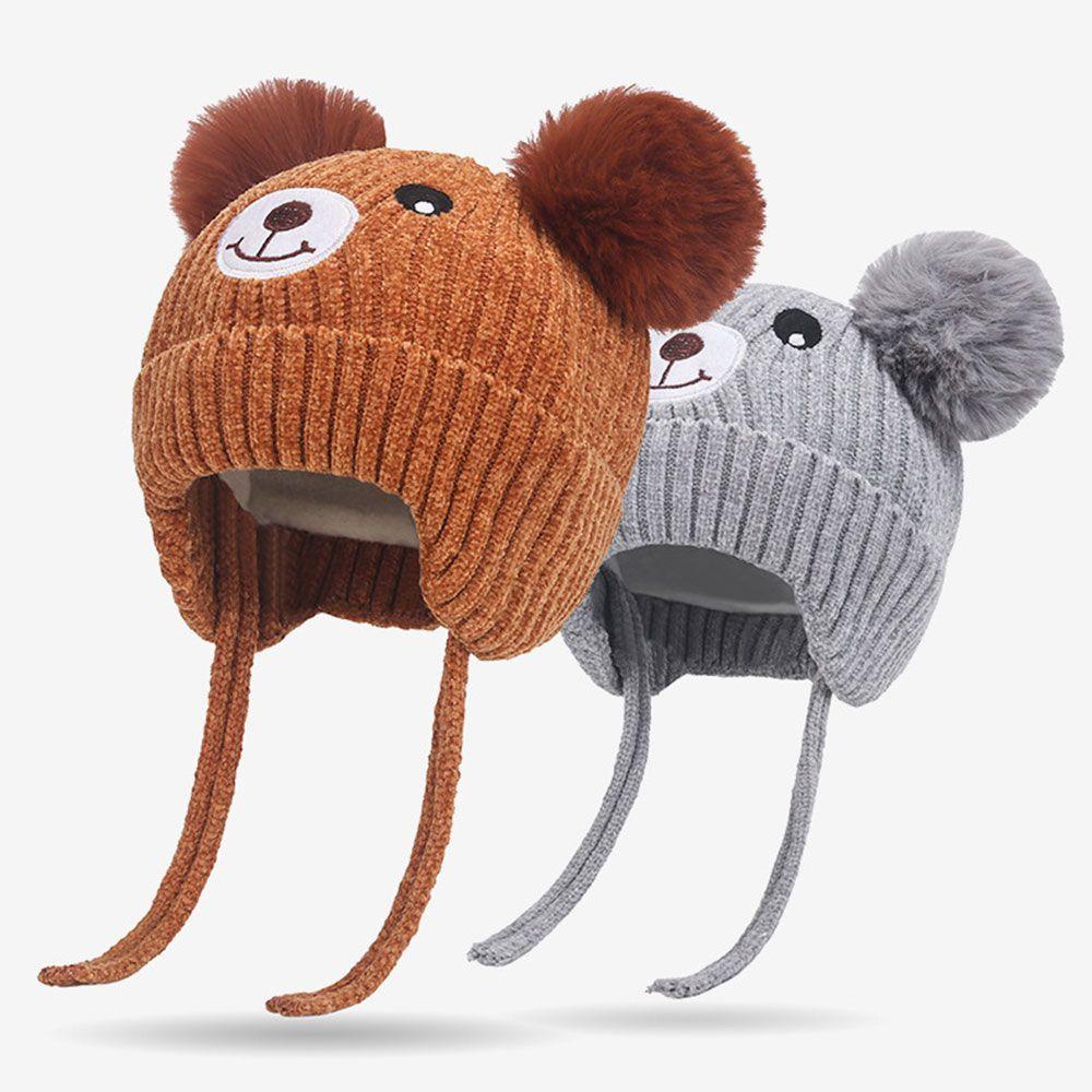 Nón Khăn Choàng Cổ Lót Lông Cừu Giữ Ấm Mùa Đông Có Dây Đeo Dễ Thương Cho Bé