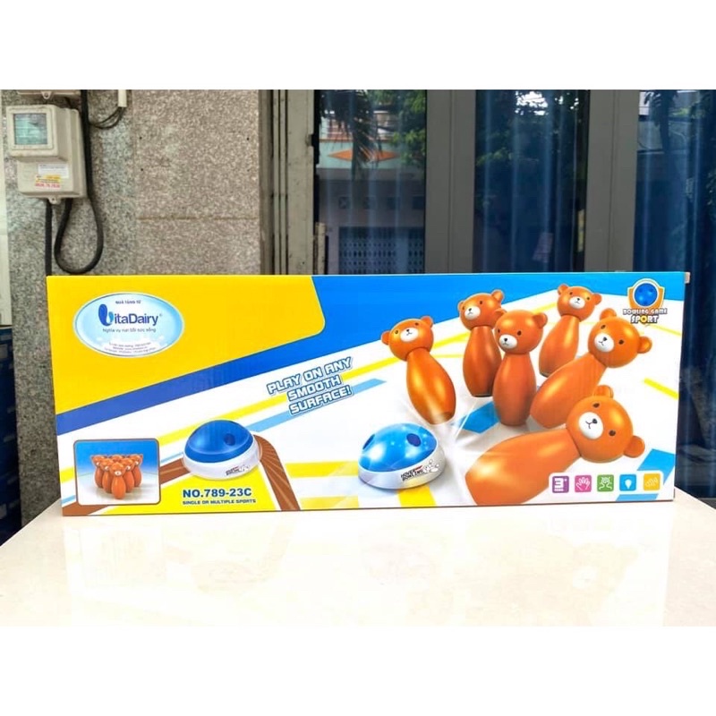 Bộ đồ chơi bowling gấu dùng pin Vitadairy cho bé