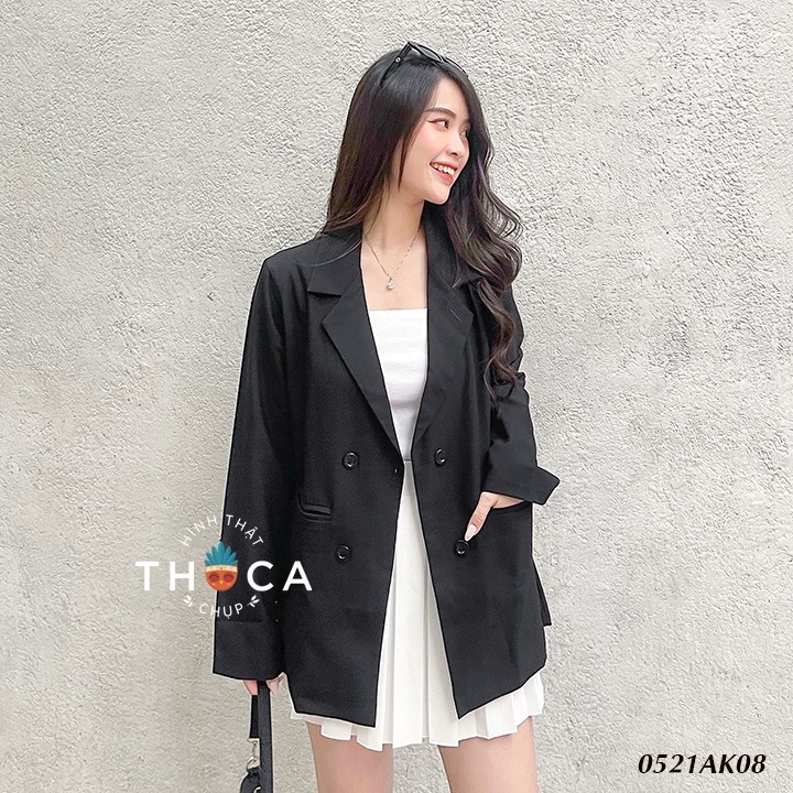 Blazer áo khoác vest xanh mint, nâu, đen túi nấp THOCA HOUSE thanh lịch, hiện đại nơi công sở, hằng ngày