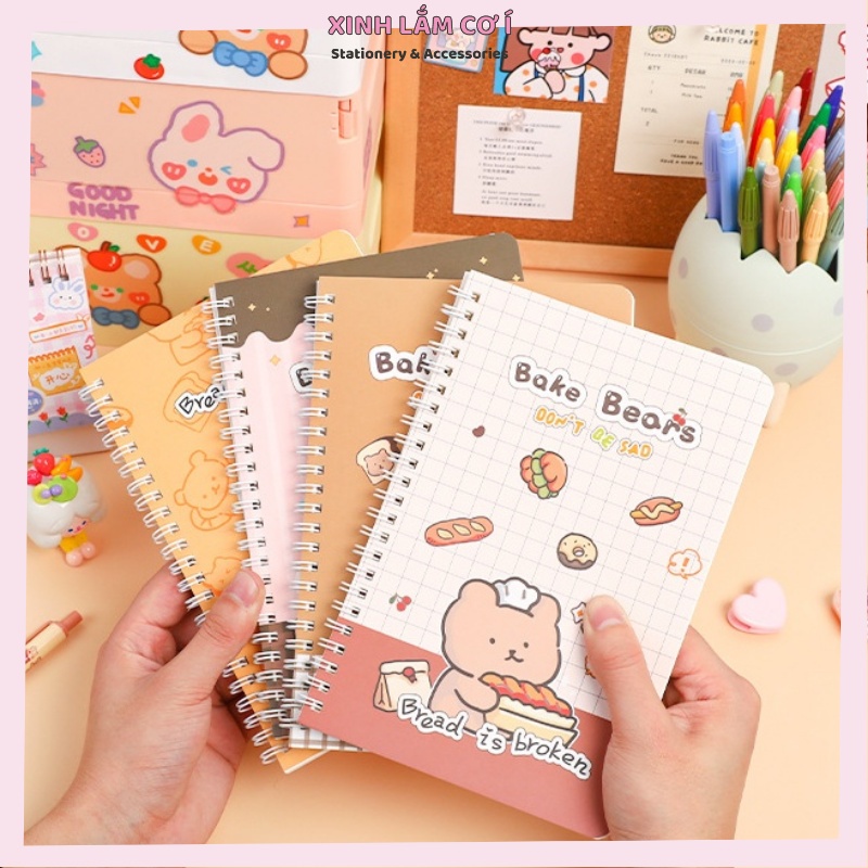 Sổ Tay A5, Sổ Lò Xo Vở Kẻ Ngang Hình Hoa/ Gấu Dễ Thương
