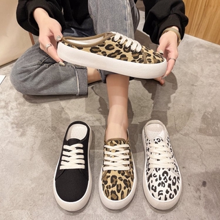 Giày lười vải bố dáng tròn phối dây xinh xắn cho nữ