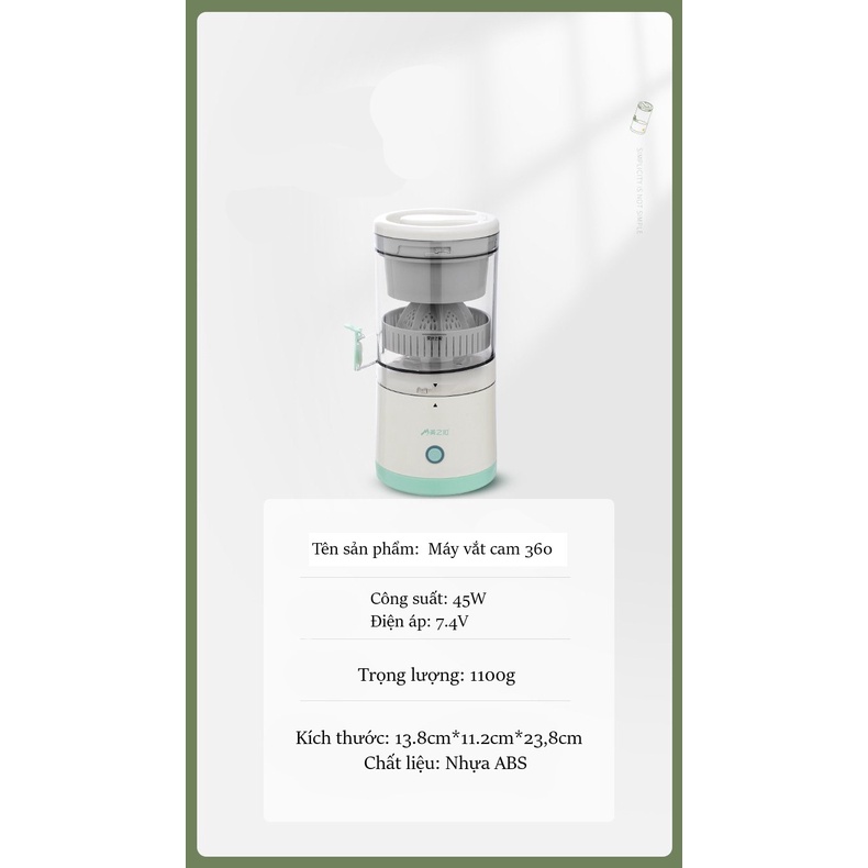 Máy Vắt Cam Vắt Hoa Quả Tự Động Sử Dụng Sac USB Tiện Lợi - LAVITA