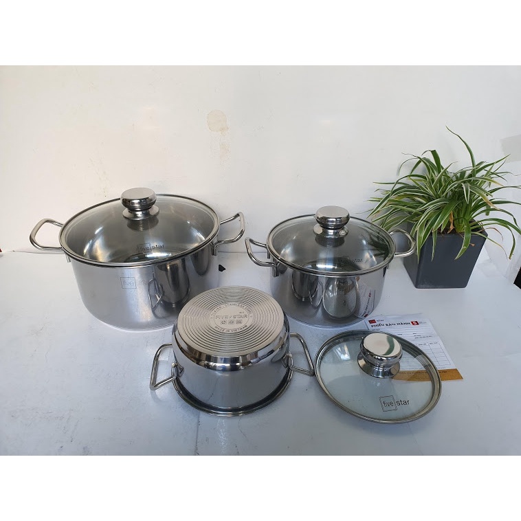 Bộ Nồi Inox Fivestar 3 món nắp kính