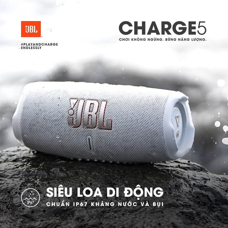 [CHÍNH HÃNG] Loa Bluetooth JBL Charge 5 | Công Suất 40W - Pin 20 Giờ - Kháng Nước IP67 - Hỗ Trợ Sạc - Giá Rẻ Nhất