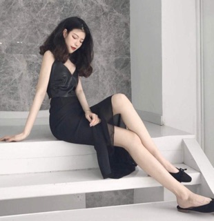 Chân váy voan lệch tà