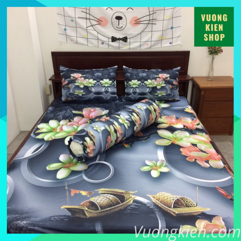 Bộ Drap Nệm Ga Giường Thun Lạnh Ý 5D 1m6x2m, 1m8x2m Mịn Mát