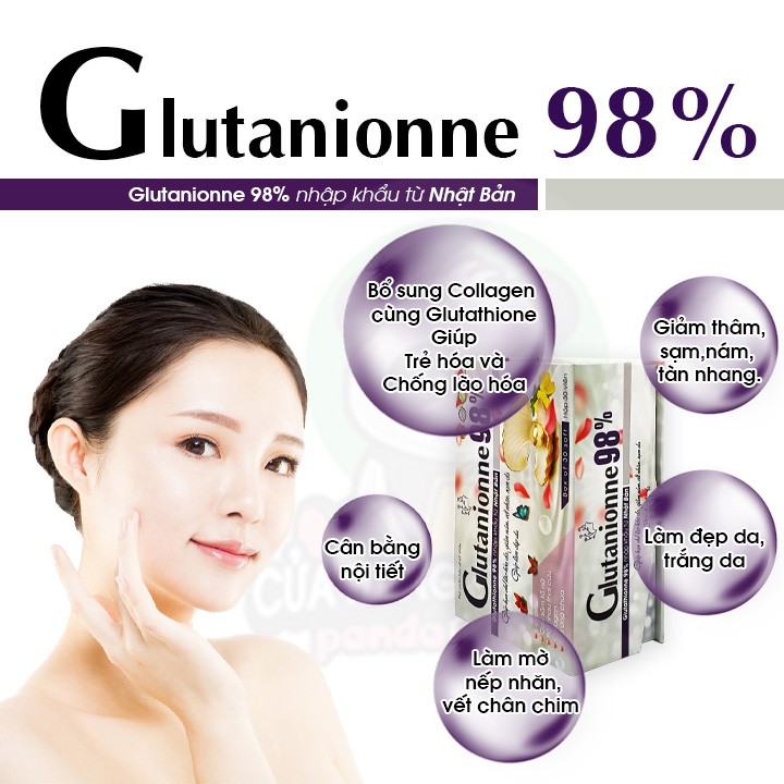 Viên uống trắng da Glutanionne 98% bổ sung Collagen và Glutathione giúp đẹp da giảm nám chống lão hoá cân bằng nội tiết