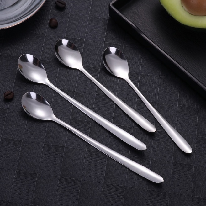 Thìa cafe muỗng cafe thìa dài uống trà inox cán dài cao cấp hai màu vàng bạc sang trọng tinh tế F01