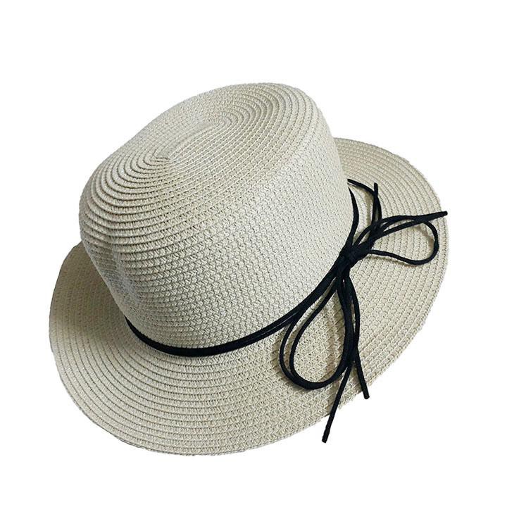 Mũ Cói Đi Biển Dây Nơ Mảnh Kiểu Mũ Cói Boater Nữ Phong Cách Vintage Tặng Kèm Hộp Đựng Nón