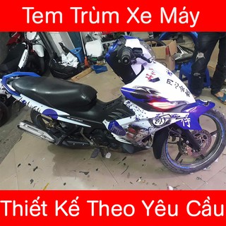 Tem trùm exciter 135 Trắng Xanh Samurai