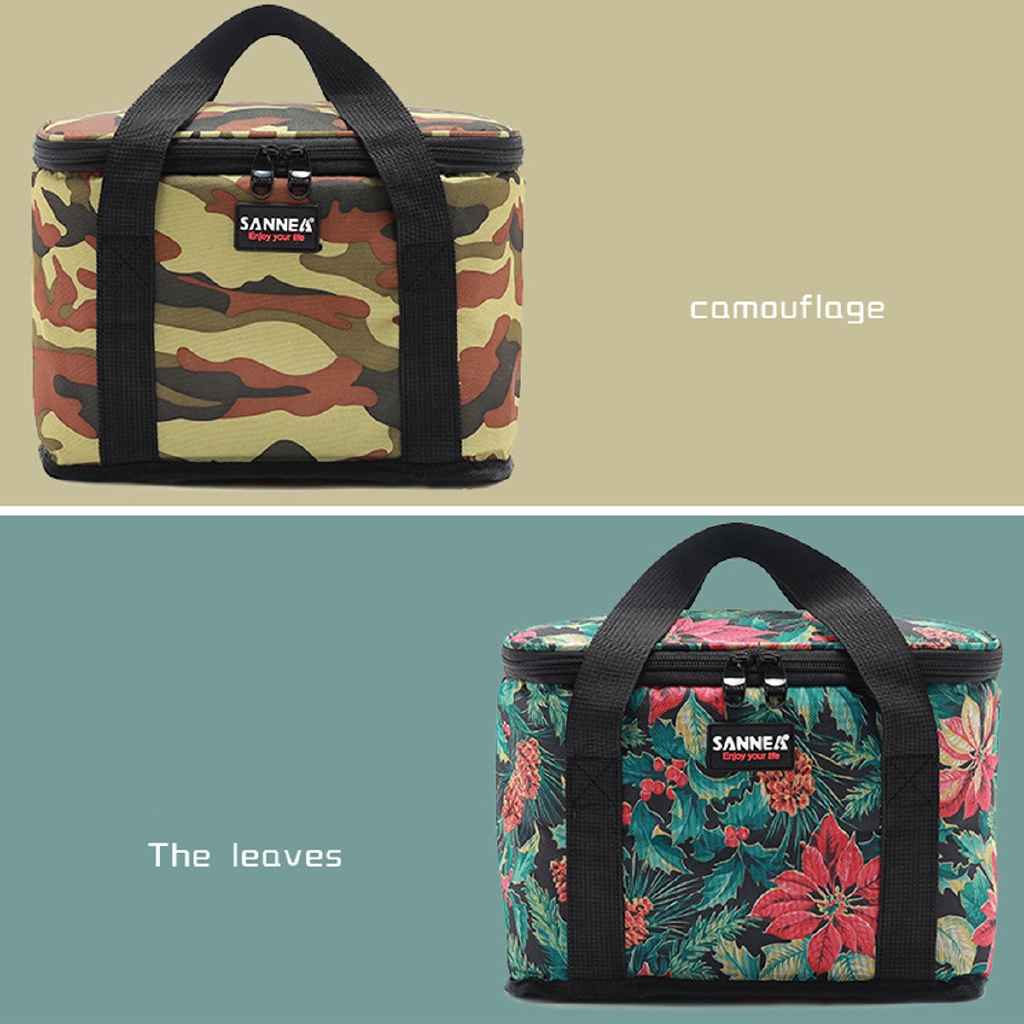 Túi chống nước cách nhiệt bằng vải oxford dung tích 9.5L kích thước 18×27.5×19.5cm họa tiết gợn sóng/rằn ri/hoa lá