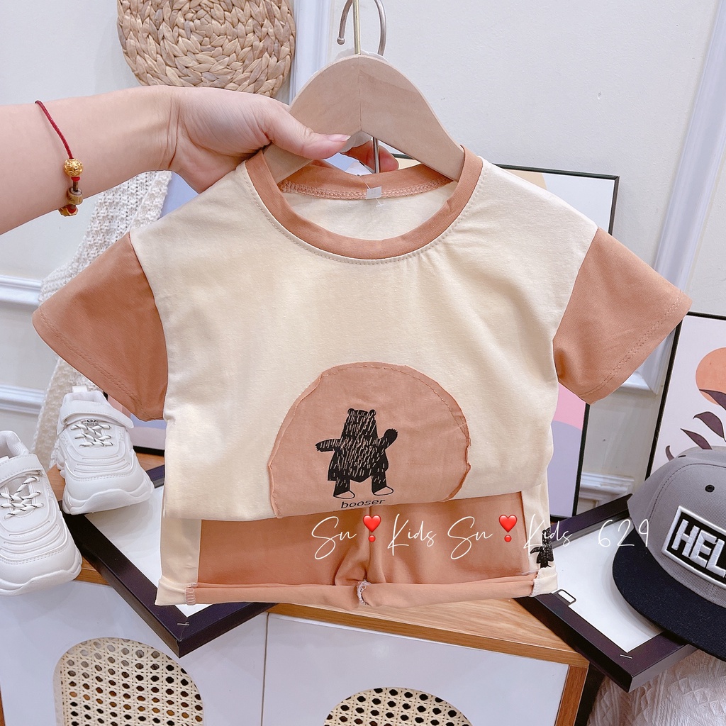 Bộ cộc tay bé trai, bộ cotton COOK vải Quảng Châu loại 1 thấm hút mồ hôi tốt cho bé