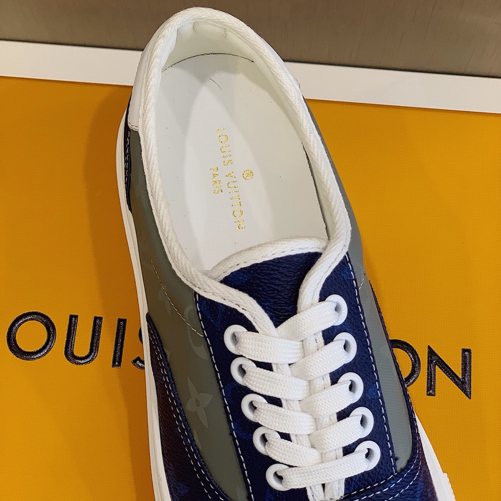 Giày sneakers nam cao cấp da thật Louis Vuitton LV thiết kế bắt mắt, trẻ trung và kiểu dáng dễ phối đồ