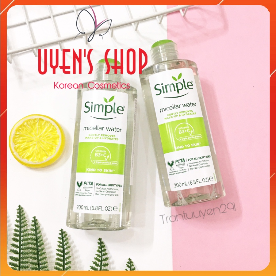 (Mẫu mới) Nước tẩy trang Simple Micellar Cleansing Water 200ml