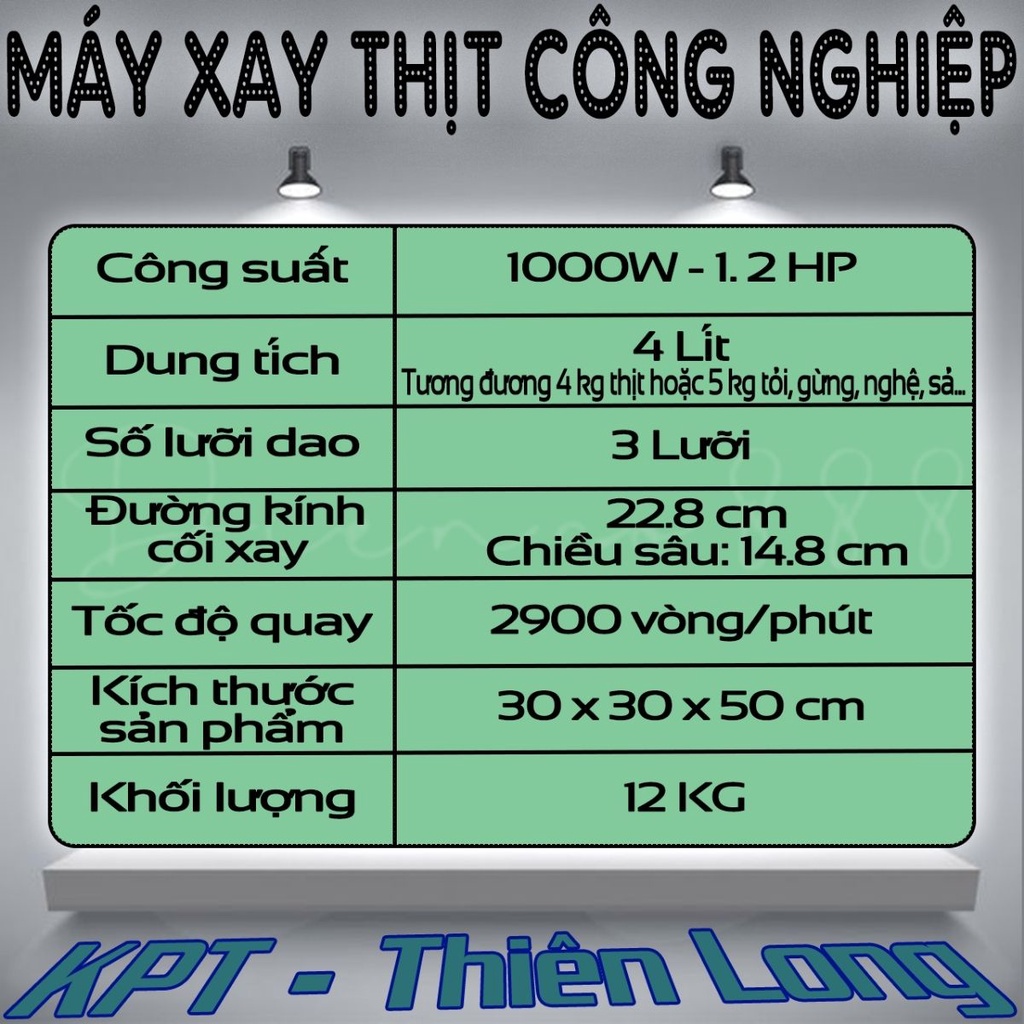 Máy xay thịt công nghiệp công suất lớn KPT 1000W xay thịt làm giò chả và xay hành tỏi củ riềng gừng sả