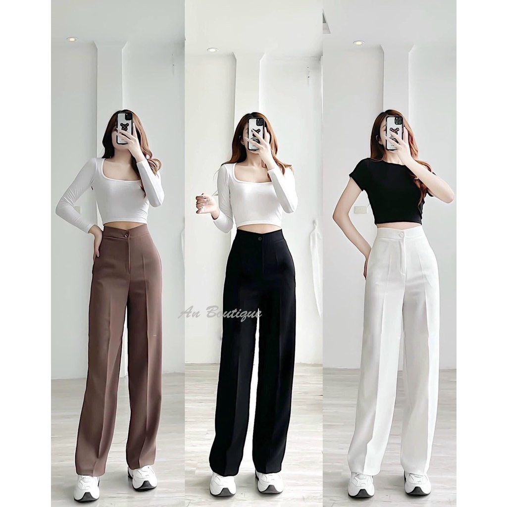 Quần Ống Xuông- Quần Dài 1 Mét Siêu HOT 2022 Nhà Ốc Đủ 3 Màu Đen Trắng Nâu Tây Cho Các Chế Lựa Chọn