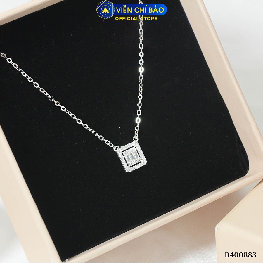 Dây chuyền bạc nữ vuông đính đá chất liệu bạc 925 thời trang phụ kiện trang sức Viễn Chí Bảo D400883