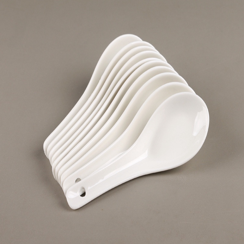 Muỗng ăn cơm súp cháo dài 12.7cm chất liệu gốm sứ.