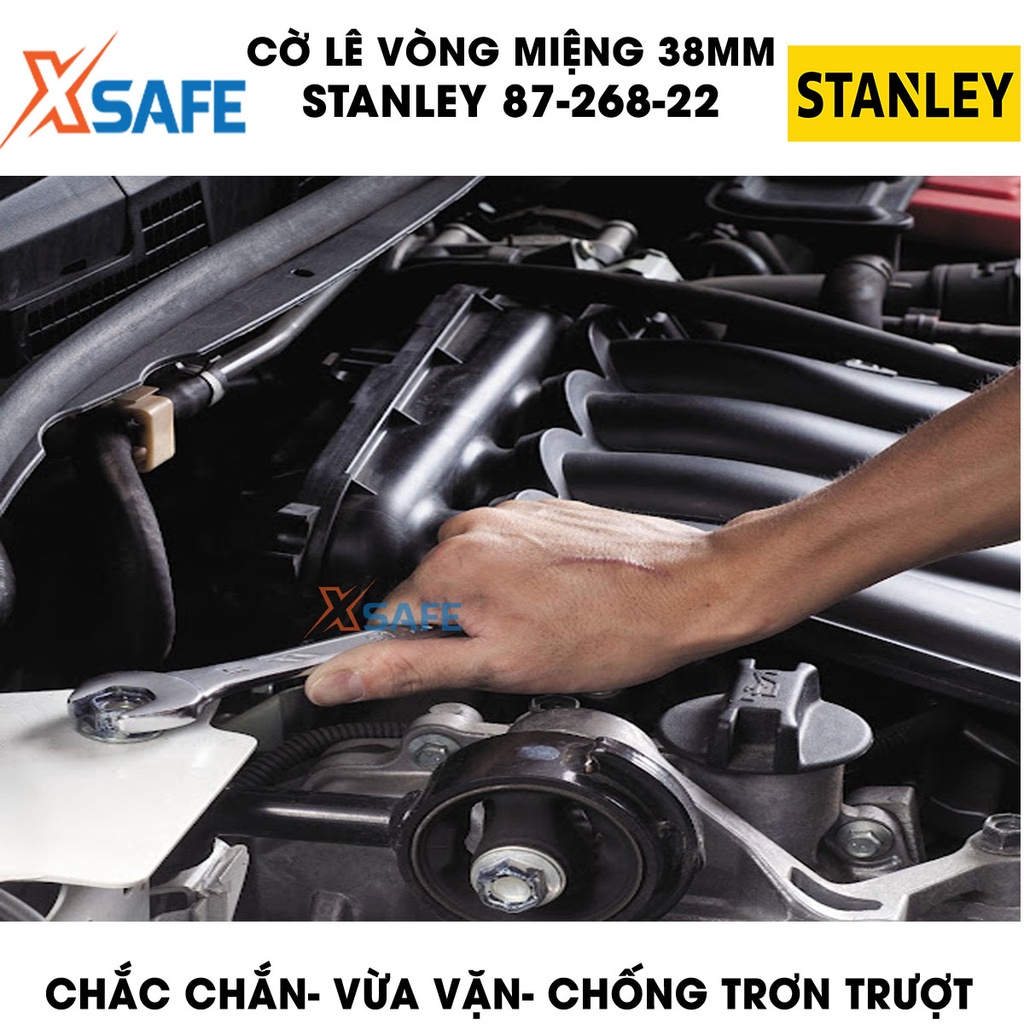 Cờ lê vòng miệng STANLEY 87-268-22 38mm 1 đầu hở 1 đầu tròn, thép CR-V cứng cáp, không gỉ sét, tay cầm thoải mái