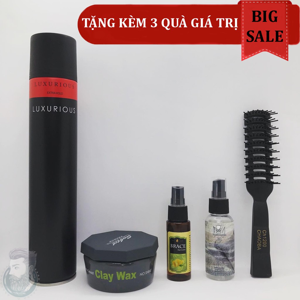 {Combo} Sáp Vuốt Tóc Subtil Clay Wax Và Gôm Xịt Tóc Luxurious + Tặng Pre Styling, Hair Lotion & Lược