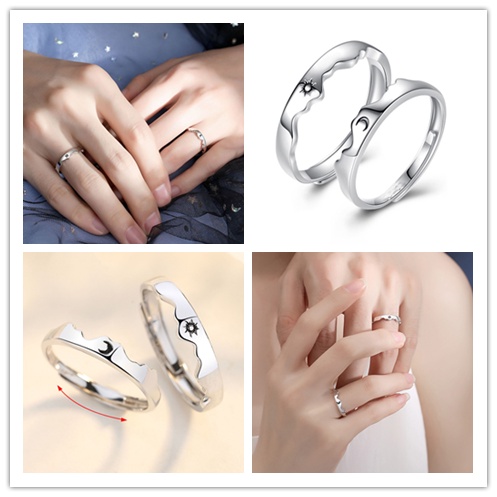 Nhẫn Đeo Tay Kim Loại Hình Mặt Trăng/Mặt Trời Thời Trang Cho Nam Nữ