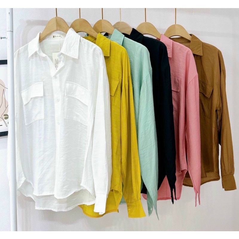 [Mã FAMARAL1 giảm 10K đơn 50K] Áo sơ mi đũi tơ 2 túi hộp from rộng | BigBuy360 - bigbuy360.vn