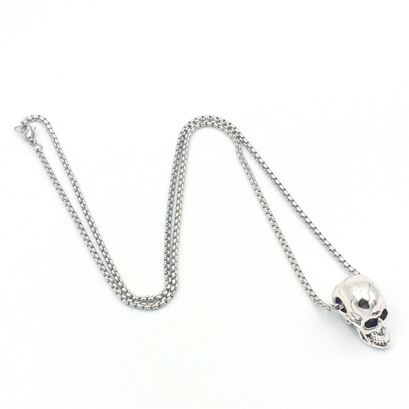Vòng cổ Mặt Hình Đầu Lâu Bằng Thép Không Gỉ Phong Cách Gothic Punk Cho Nam