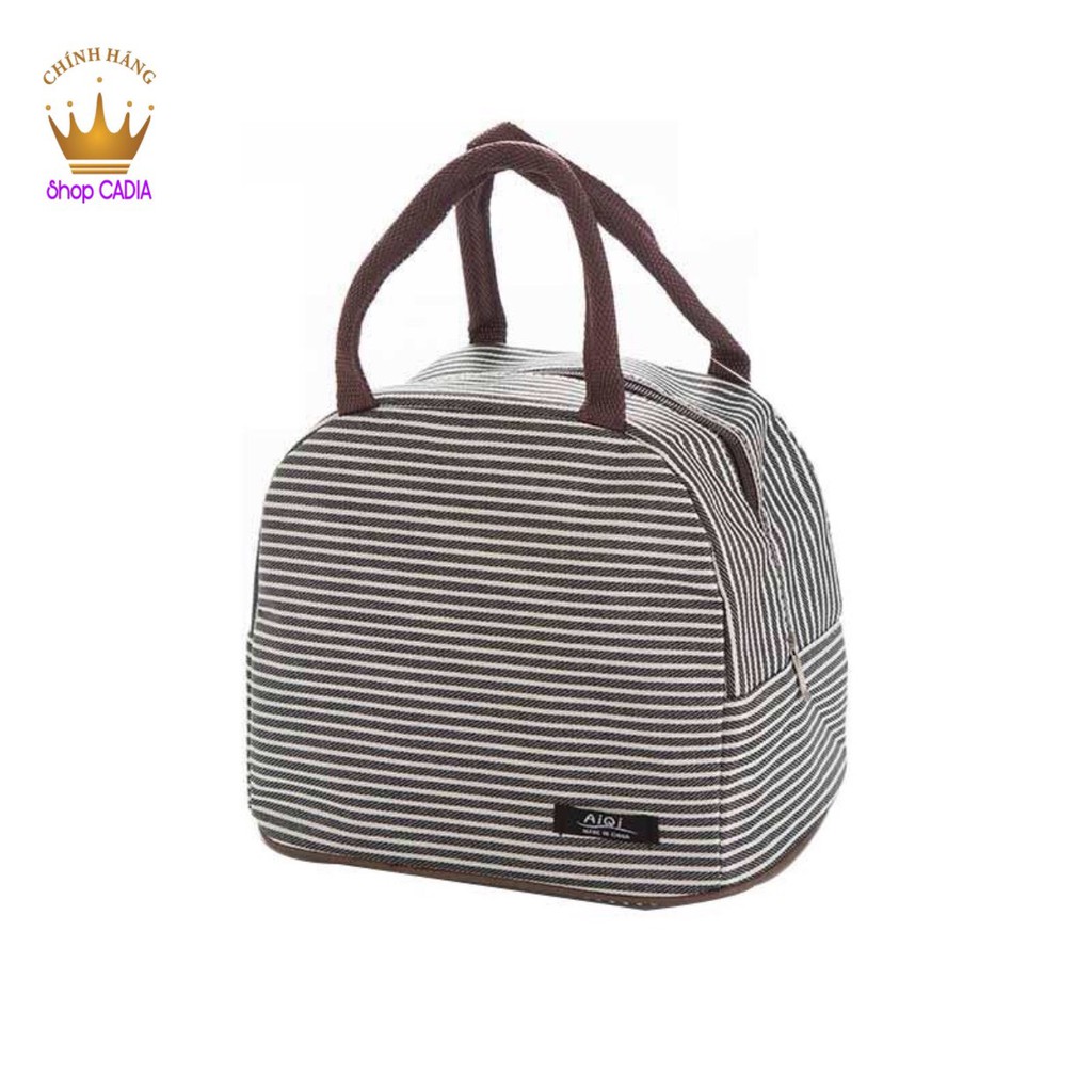 TÚI GIỮ NHIỆT ĐỰNG HỘP CƠM SỌC VẰN THỜI TRANG 3 LỚP GIỮ NHIỆT SANG TRỌNG TIỆN LỢI