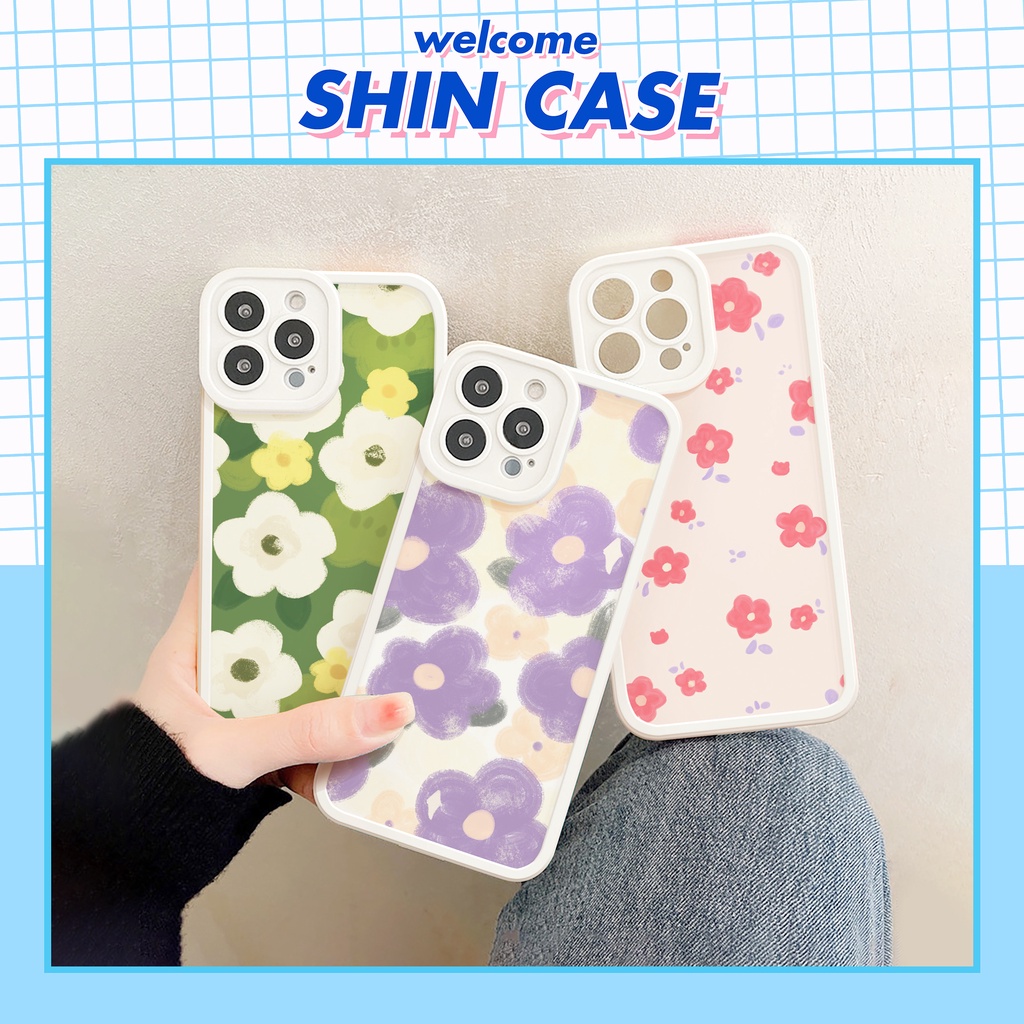 Ốp lưng iphone Hoa Năm Cánh bóng cạnh vuông 6/6plus/6s/6splus/7/7plus/8/8plus/x/xs/11/12/13/14/pro/max/promax/plus
